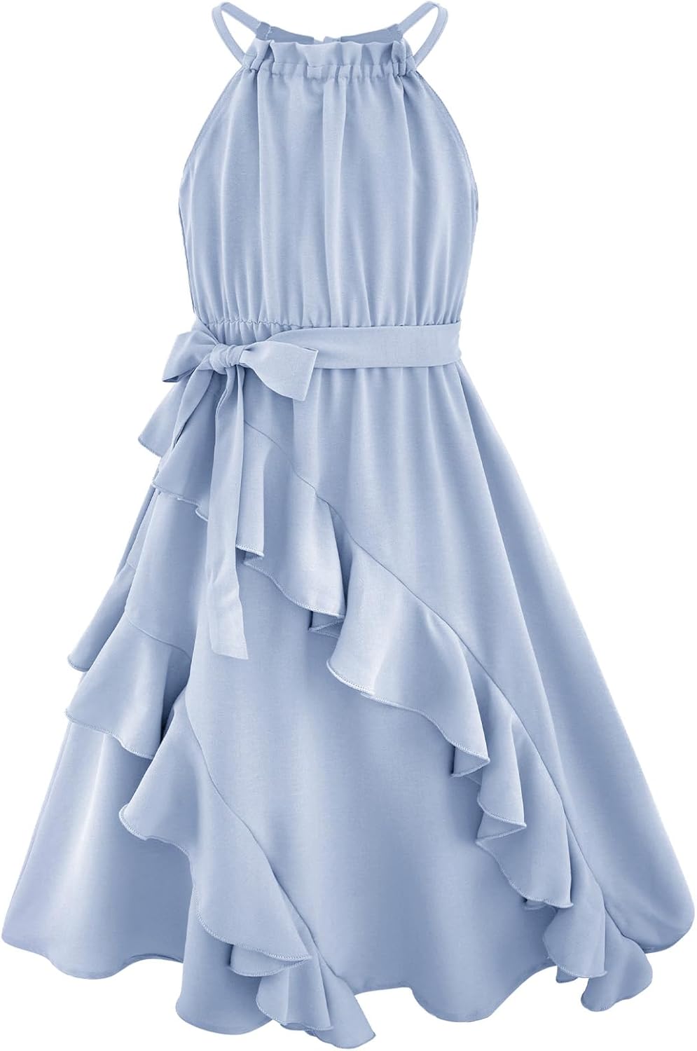 Detalle de Girls Halter Tie-Back Tiered Ruffle A-Line Sundress (Tween, 5–14)