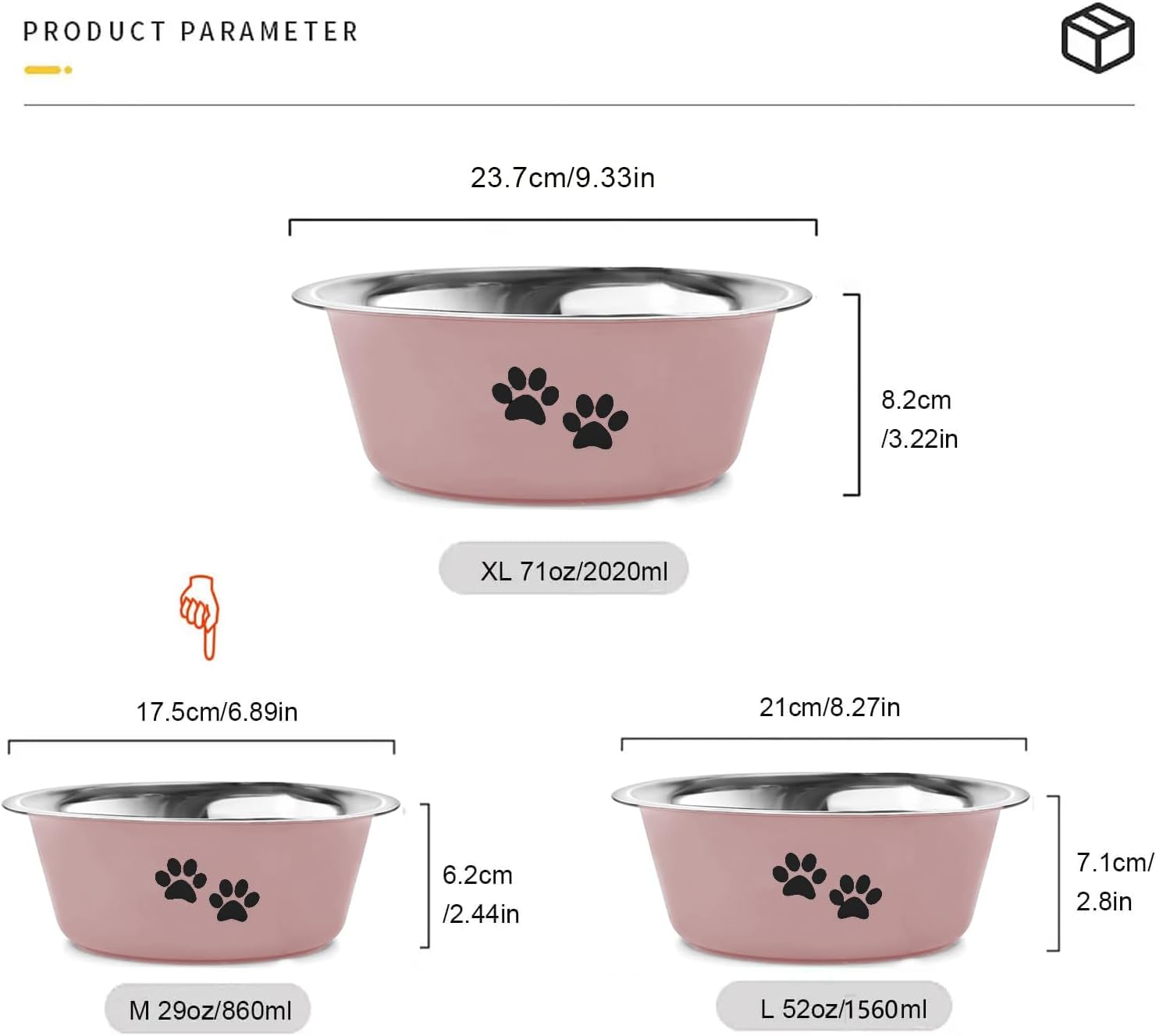 Thumbnail 2 de YUDANSI 860ml Pink Dog Bowls 2 Pack