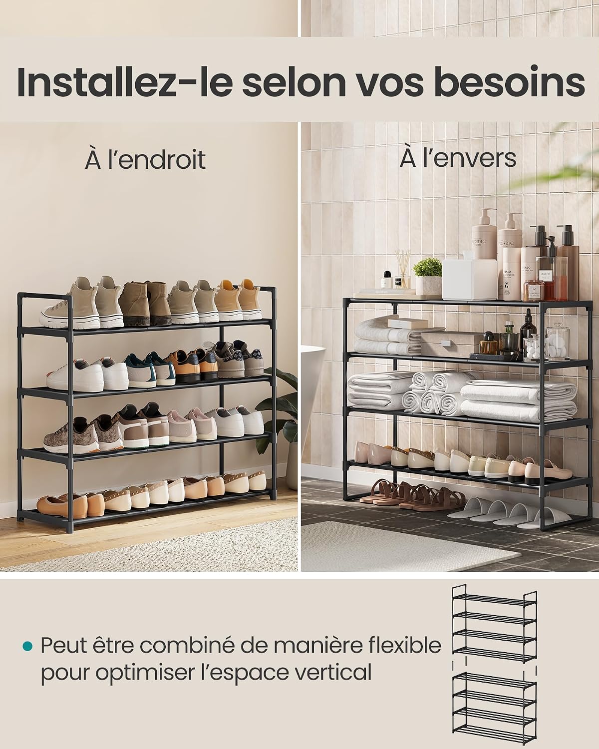 Detalle 2 de SONGMICS LSA14BK étagère à chaussures 20 paires