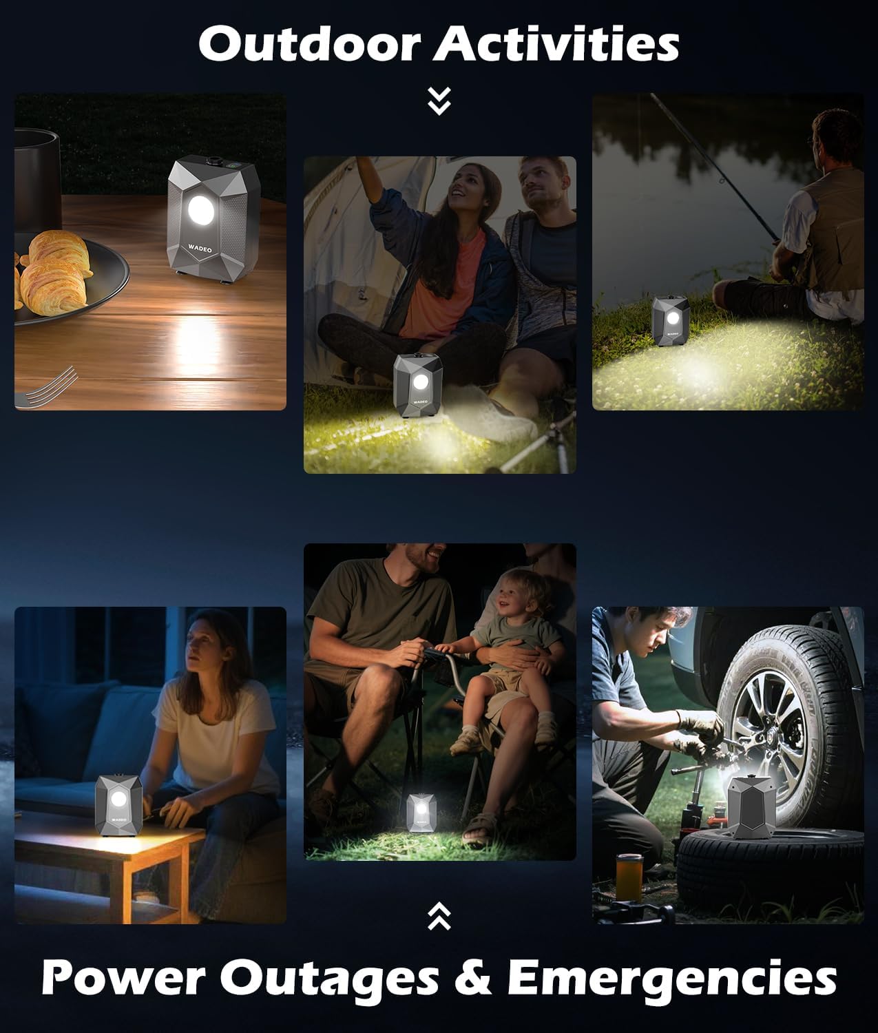 Thumbnail 3 de WADEO Portable Shower 6000mAh Rechargeable Camping Shower Pump with 4-Level Light