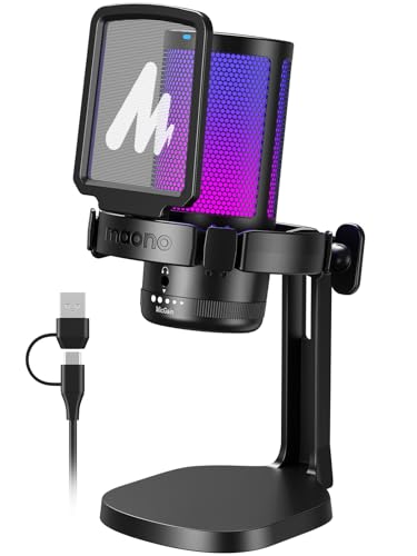 Detalle de MAONO Microfono Gaming USB con cancelación de ruido y RGB – ideal para streaming y podcast