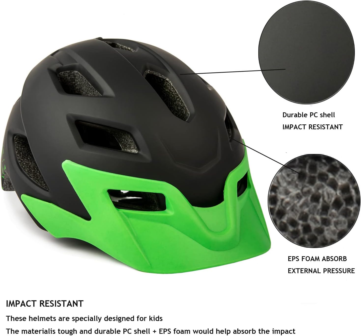 Detalle 2 de Exclusky Kids Bike Helmet (Adjustable, Lightweight, Detachable Visor) for Ages 5–8–14