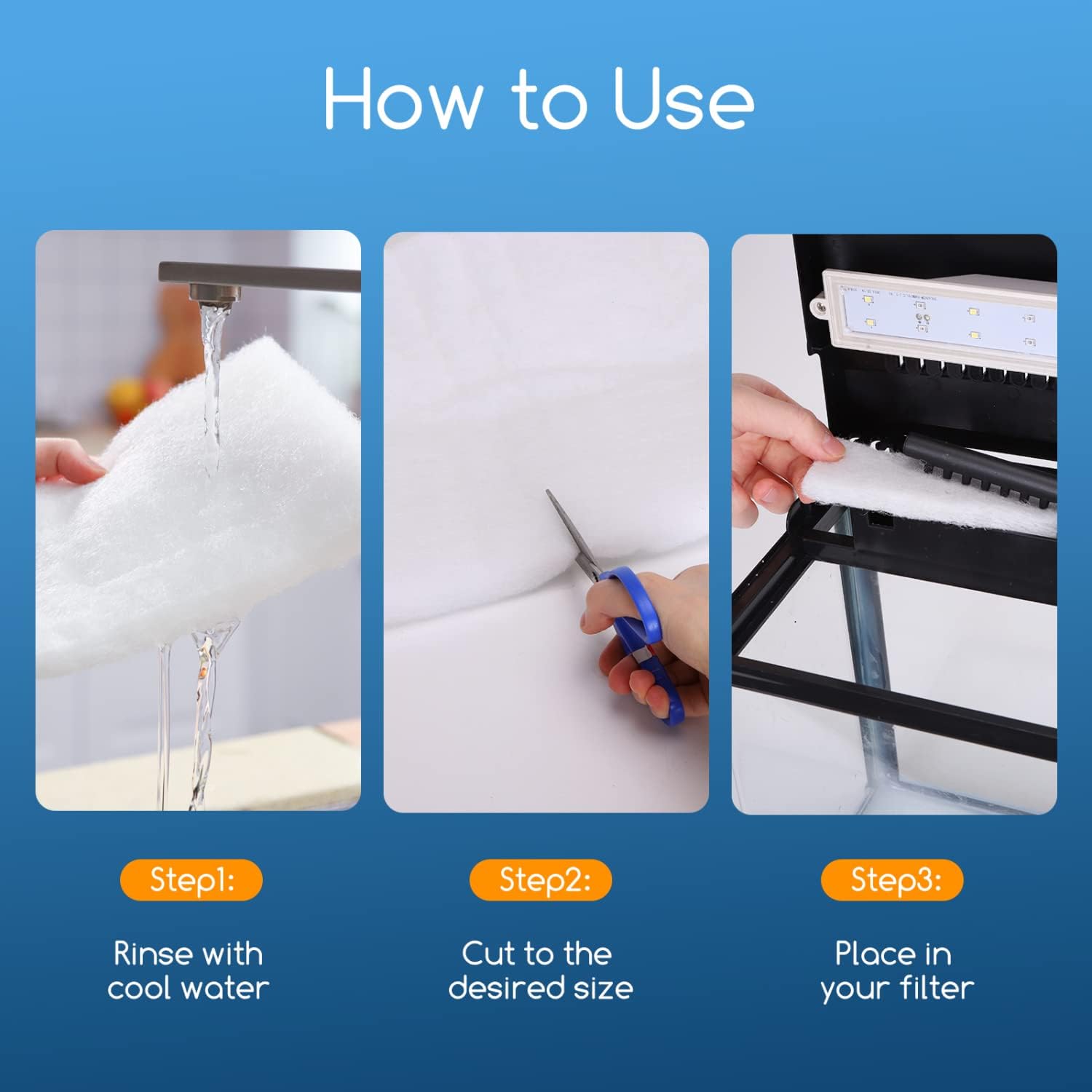 Thumbnail 6 de Nobleza filtro in cotone bianco per acquario, alta densità di spugna filtrante (L60×W30×H2,5 cm) tagliabile su misura