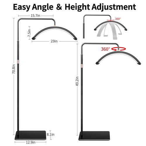 Thumbnail 3 de Stjiatu lámpara para extensiones de pestañas con soporte para teléfono, anillo LED de luz fría y cálida y altura ajustable