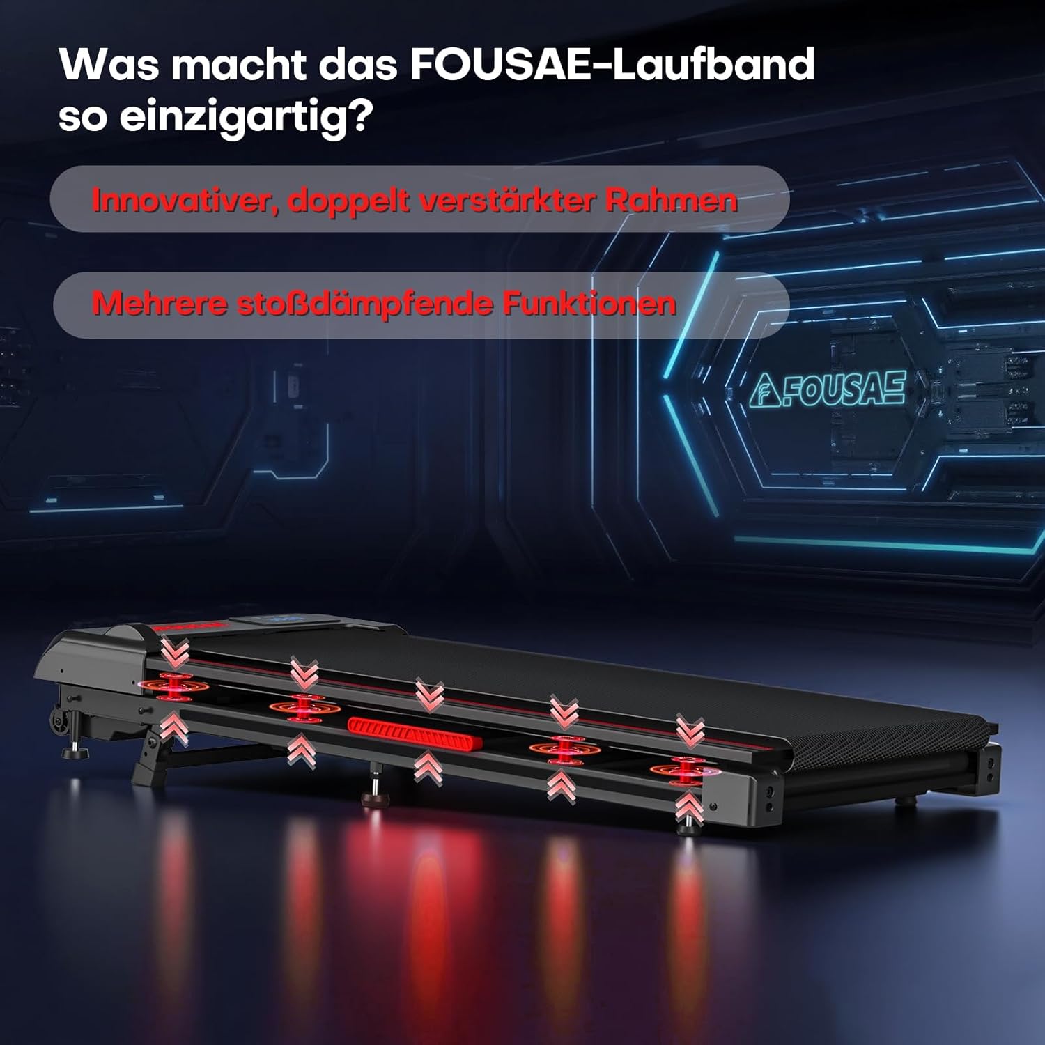 Thumbnail 2 de FOUSAE Walking Pad 1‑10 km/h Laufband für Zuhause mit LED-Display