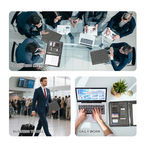 Thumbnail 8 de Leathario Portfolio Folder A4: Vegan Leather 4-Ring Conference Folder with Proactive Organisation