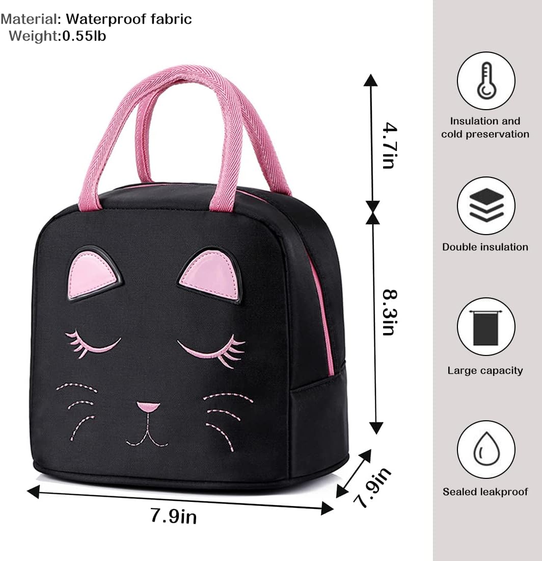 Detalle 2 de FEWOFJ Cat School Backpack for 8-16 Year Old Girls and Matching Lunch Tote