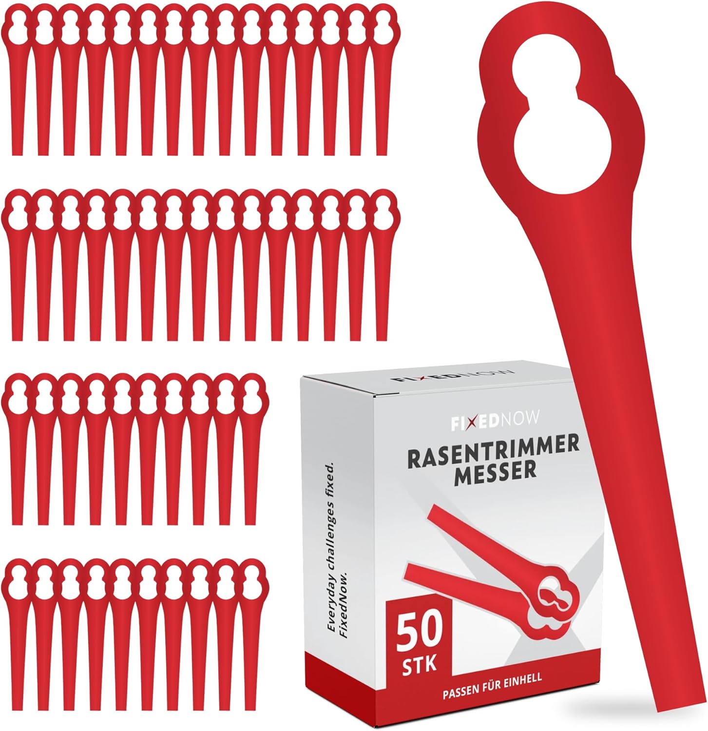 FixedNow 50 Ersatzmesser für Einhell Rasentrimmer (Kunststoff) – kompatibel mit ausgewählten GE/GC/BG/RG-Modellen