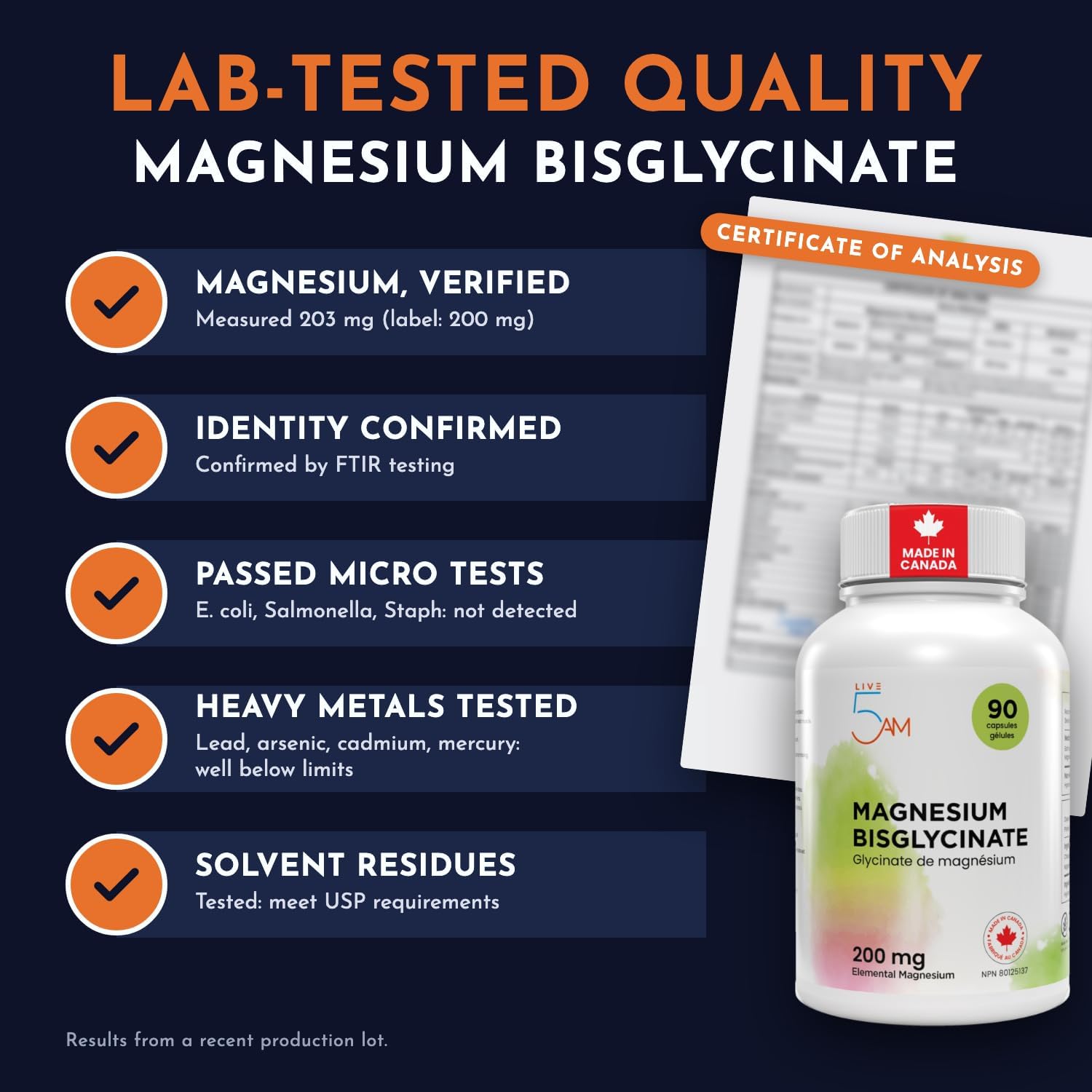 Detalle de Live 5AM MBG-200|90 Magnesium Bisglycinate, 200 mg, 90 Capsules