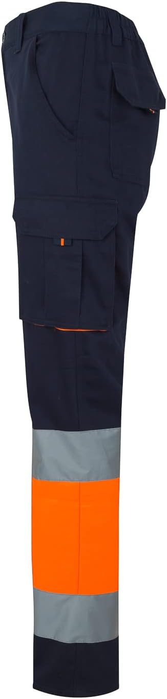 Detalle de Velilla 303007 Pantalone 100% cotone Alta Visibilità Blu Navy/Arancione Fluoro, taglia L