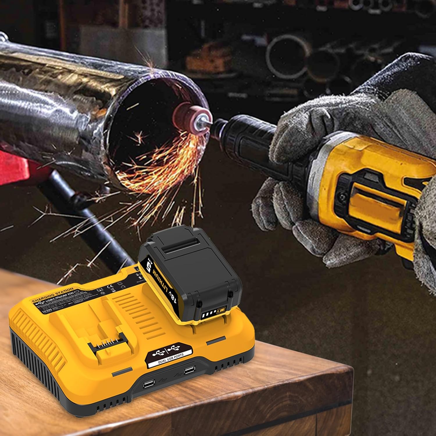 Thumbnail 6 de Kit batterie Dewalt 18V 2x 5000mAh + caricabatterie DCB102 con due porte USB