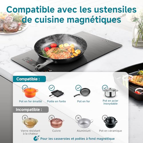 Thumbnail 7 de AMZCHEF Plaque à induction 2 feux avec zones flexibles – 3300W, BBQ, sécurité et minuterie