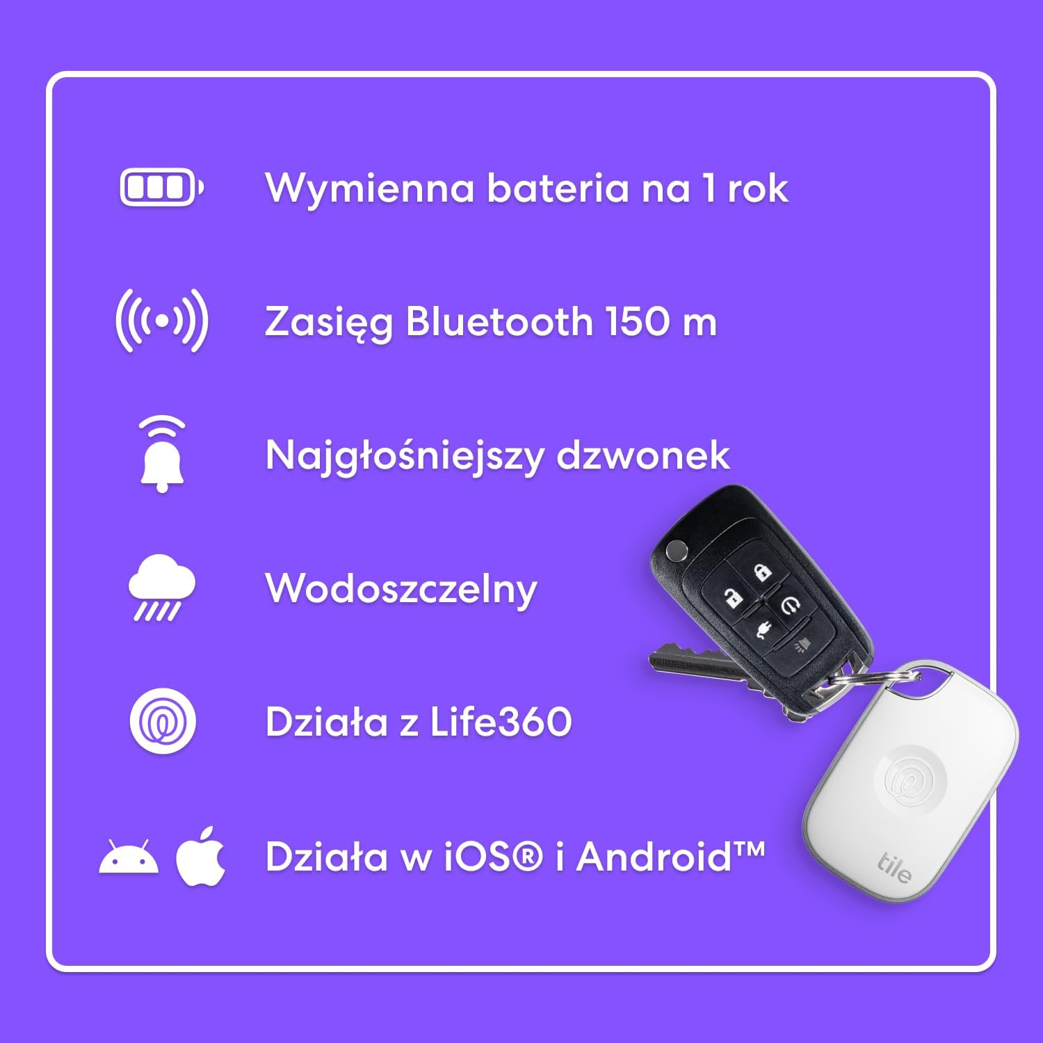 Thumbnail 6 de Tile by Life360 Pro – lokalizator Bluetooth, 4 szt., IP68, iOS i Android