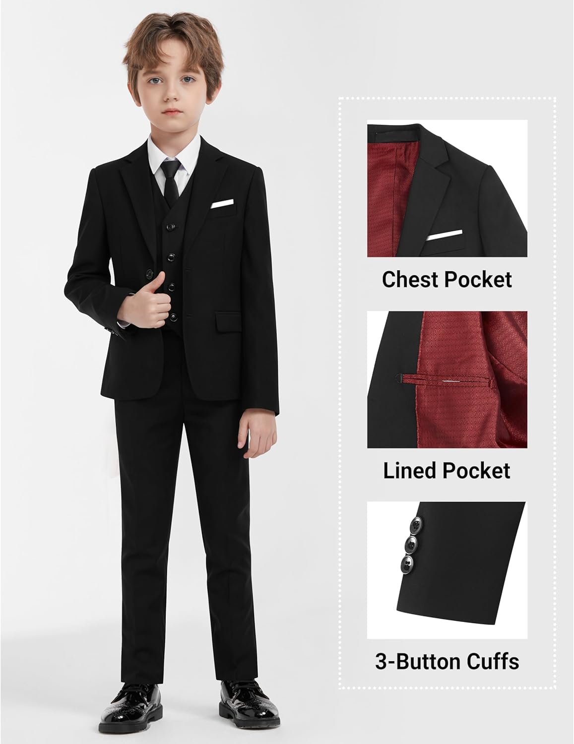 Thumbnail 3 de AmazingSea Boys Formal Suits Set (7-Piece), Adjustable Waist with Suspenders