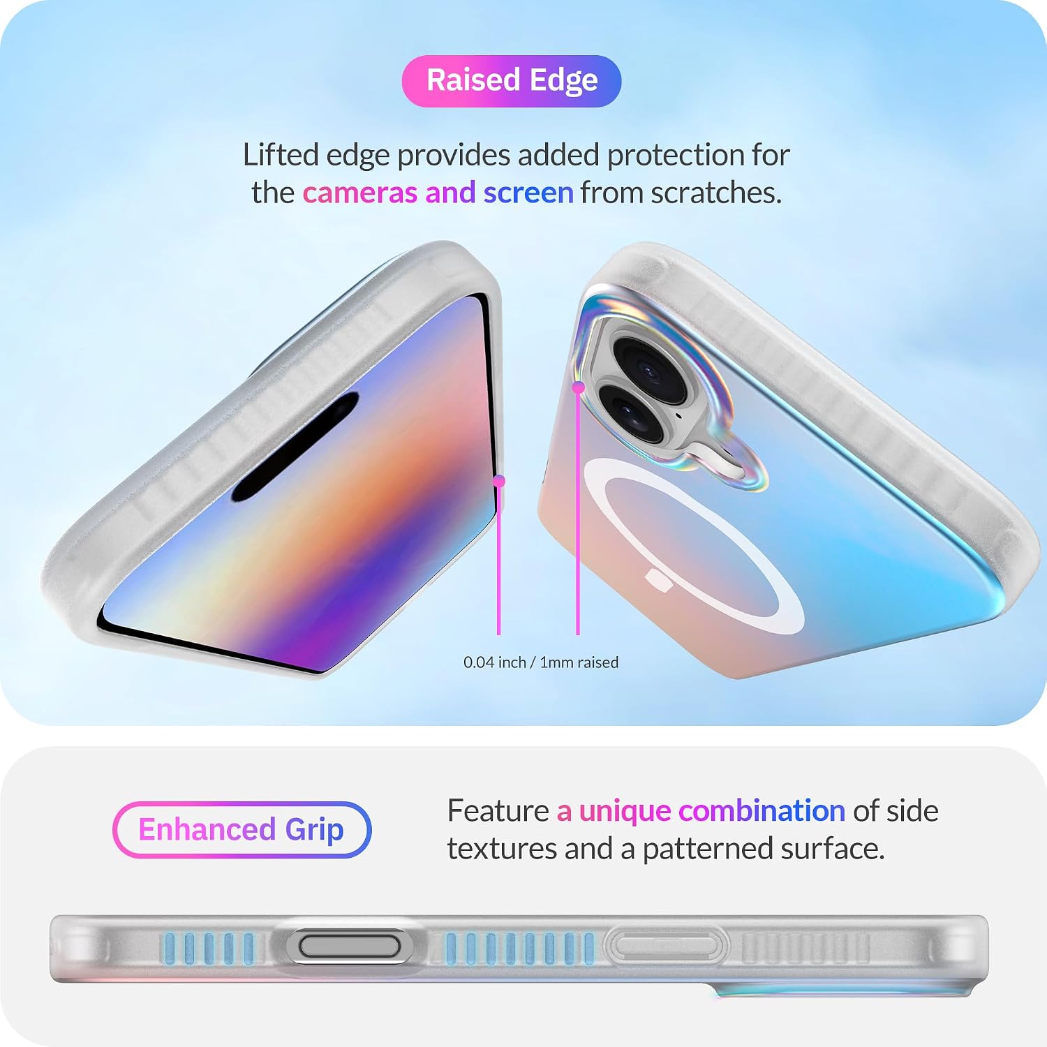 Detalle de LONLI Hue for iPhone 16 Pro Case — Dynamic PrismGlow Color-Shift Iridescent Cover