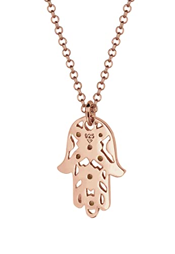 Detalle 2 de Elli Collares: Collar Hamsa en plata 925 con baño de oro rosado