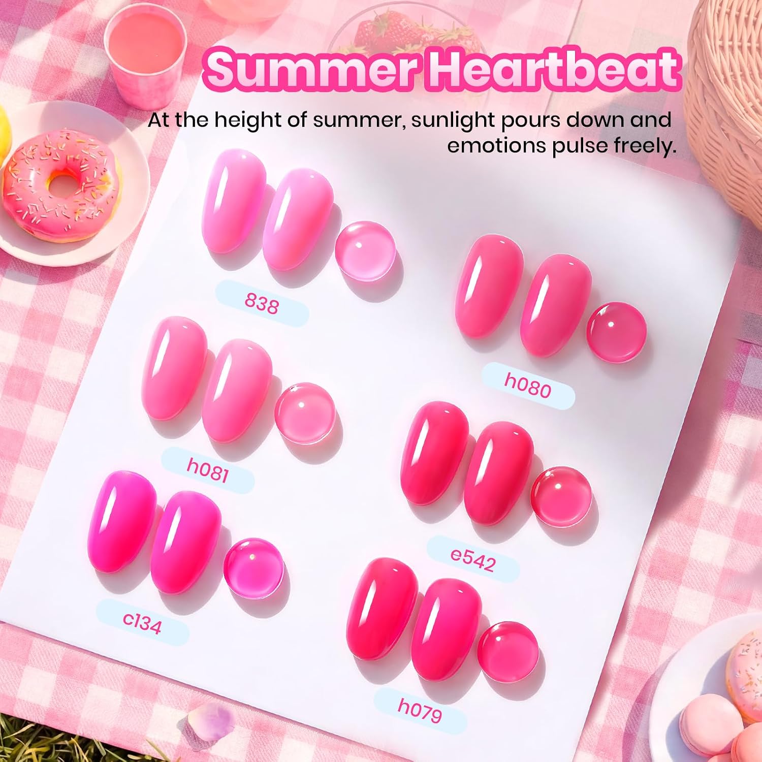 Detalle de Beetles Pink Gel Polish Set - Summer Heartbeat (6 Colors) for DIY at Home