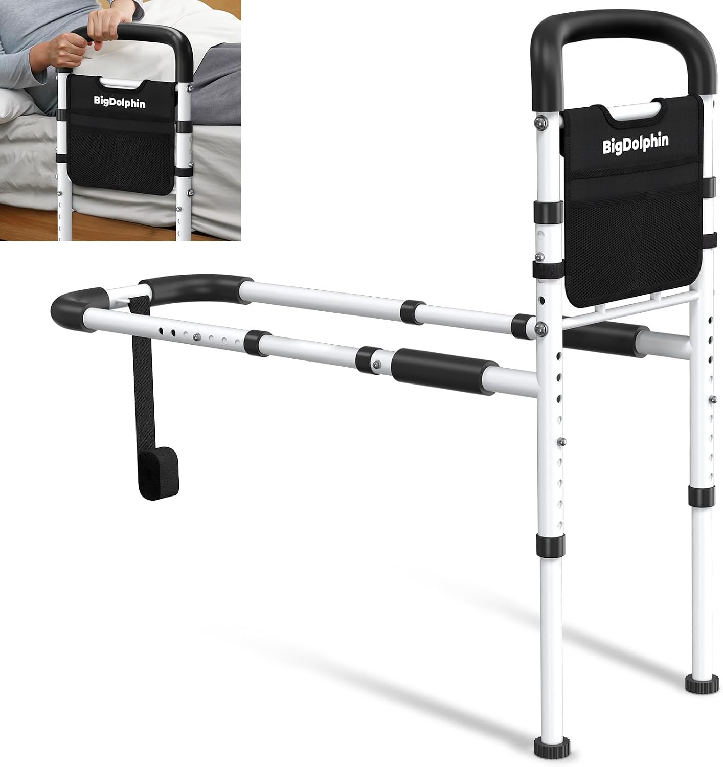 Detalle de BigDolphin GS07 Bed Rail for Seniors, 350 lb Capacity, Adjustable Handle