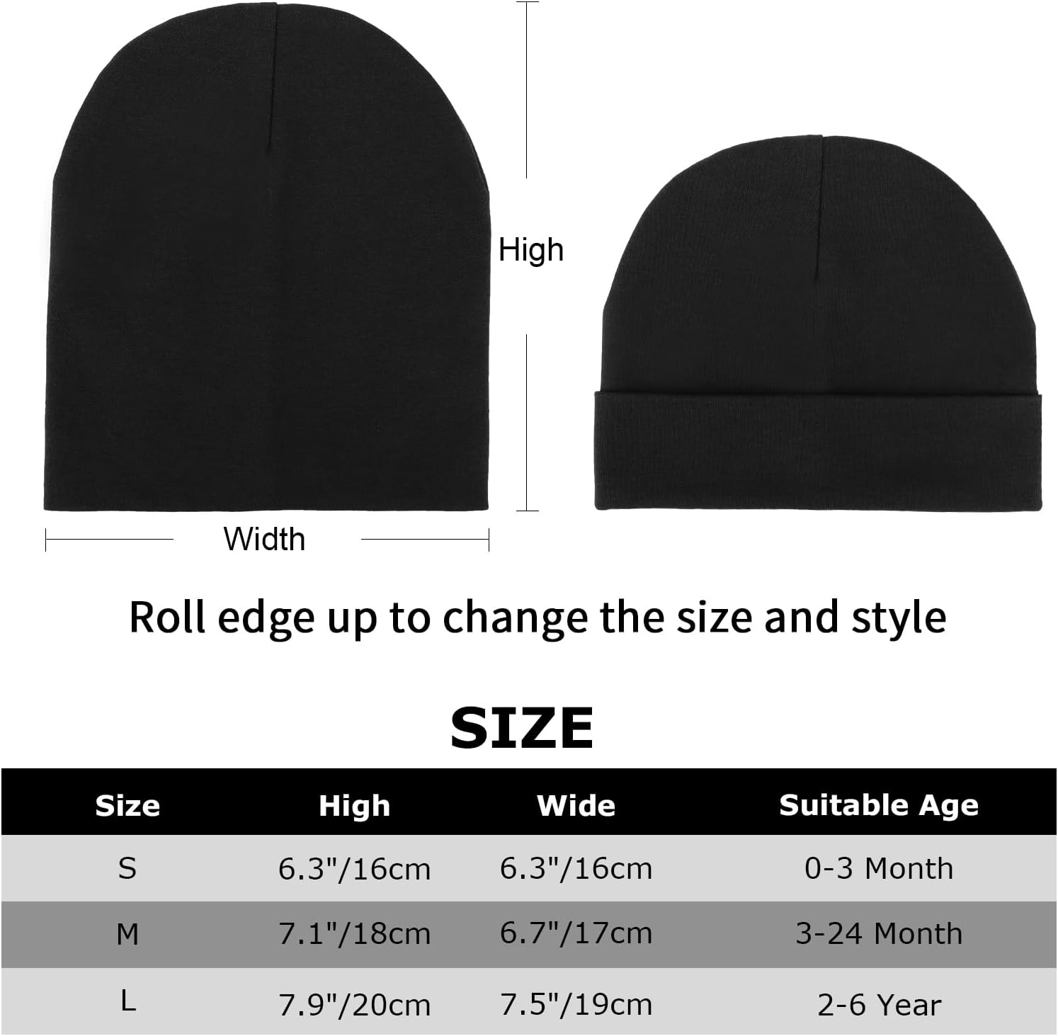 Detalle de DRESHOW 4-pack baby beanie set for newborns and toddlers (soft knit, hospital-style caps)