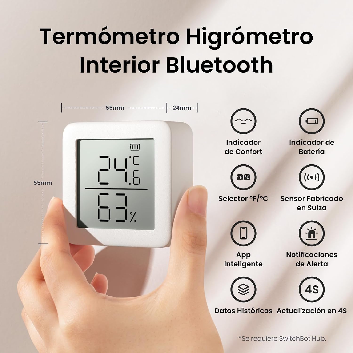 Detalle 2 de SwitchBot Termómetro Higrómetro 36 días 📟