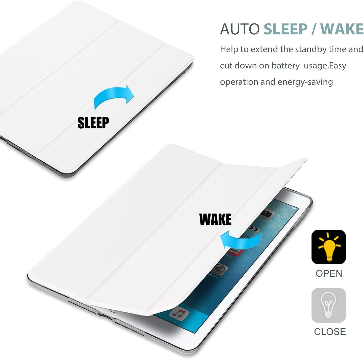 Thumbnail 6 de ProCase Smart Case for iPad 9.7 Inch (2017/2018) – Ultra Slim Frosted Back in White