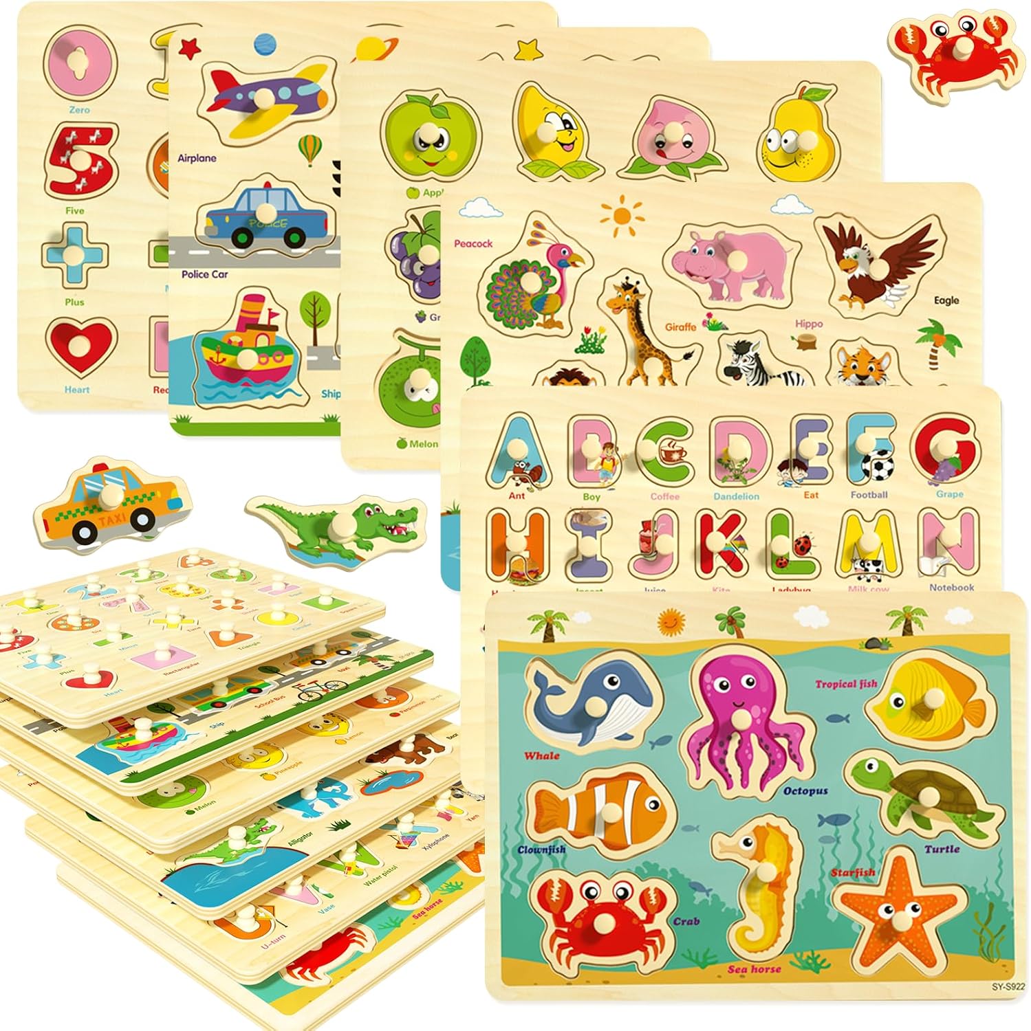 Detalle de edutree Hölzerne Steckpuzzle 6er Pack
