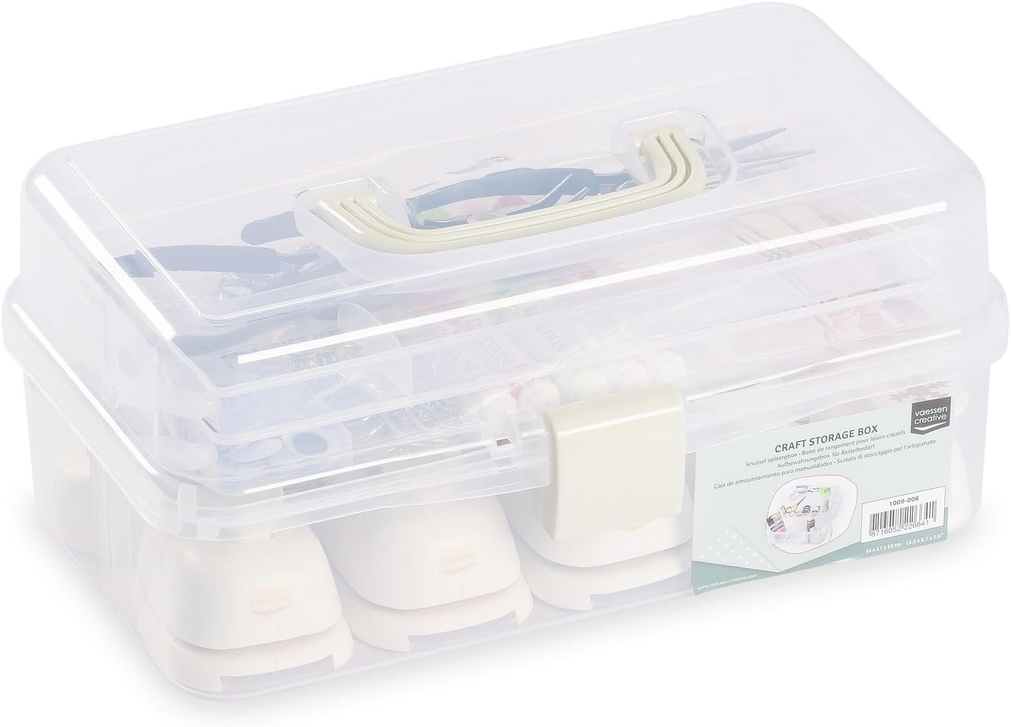 Detalle de Vaessen Creative Boîte de Rangement – Plateau avec 10 Compartiments, plastique transparent