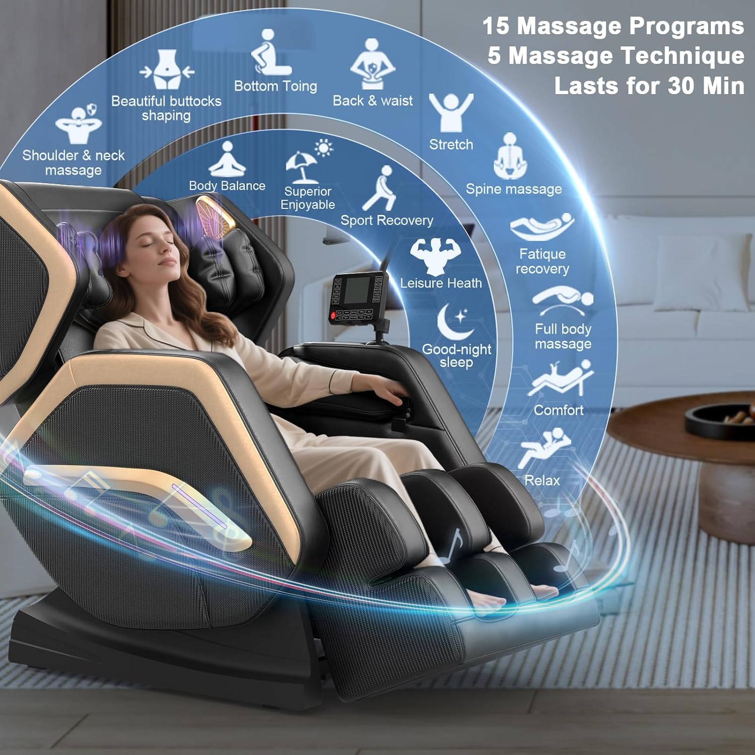 Detalle 2 de NAGLIFOR Sillón de Masaje reclinable 14 rodillos