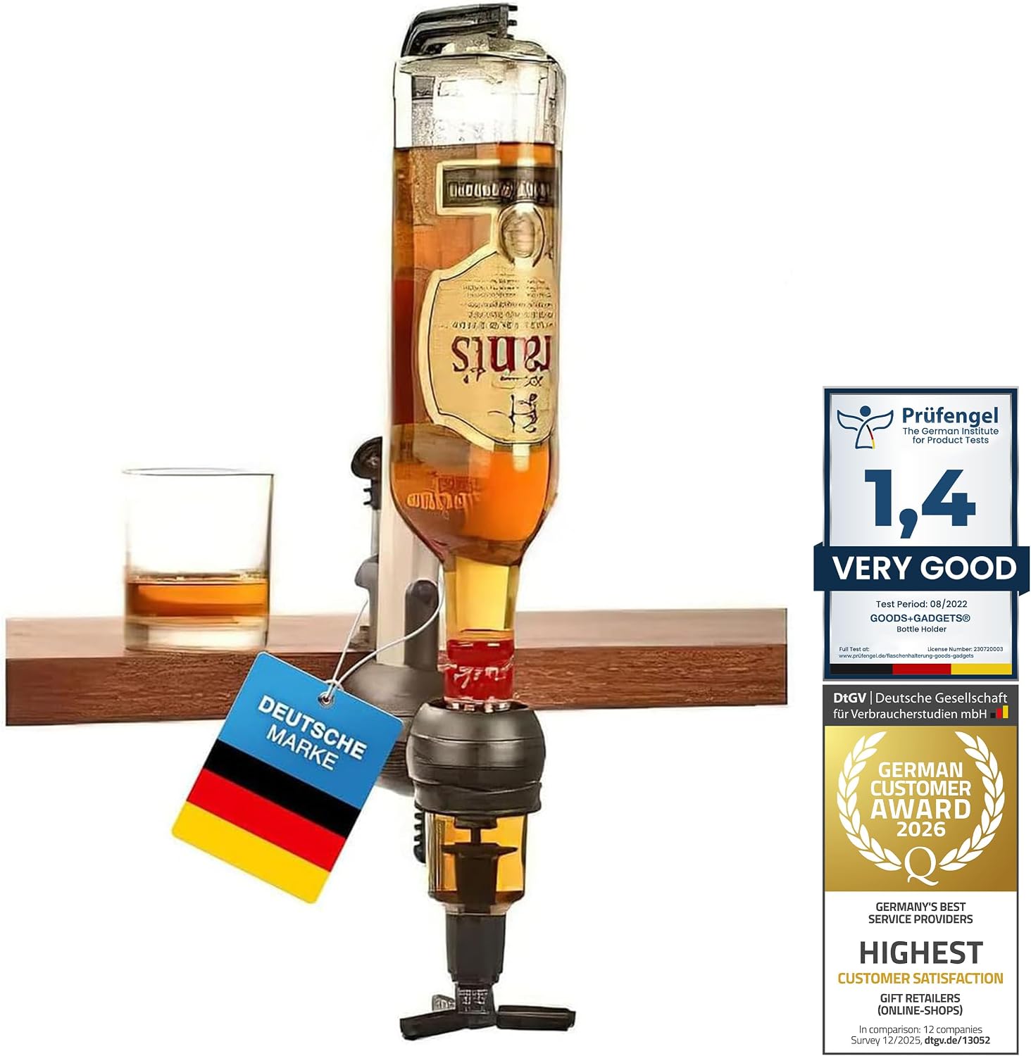 Detalle de GOODS+GADGETS BB4-M Bar Butler Spirit Dispenser, 2 cl Chrome-Plated Holder