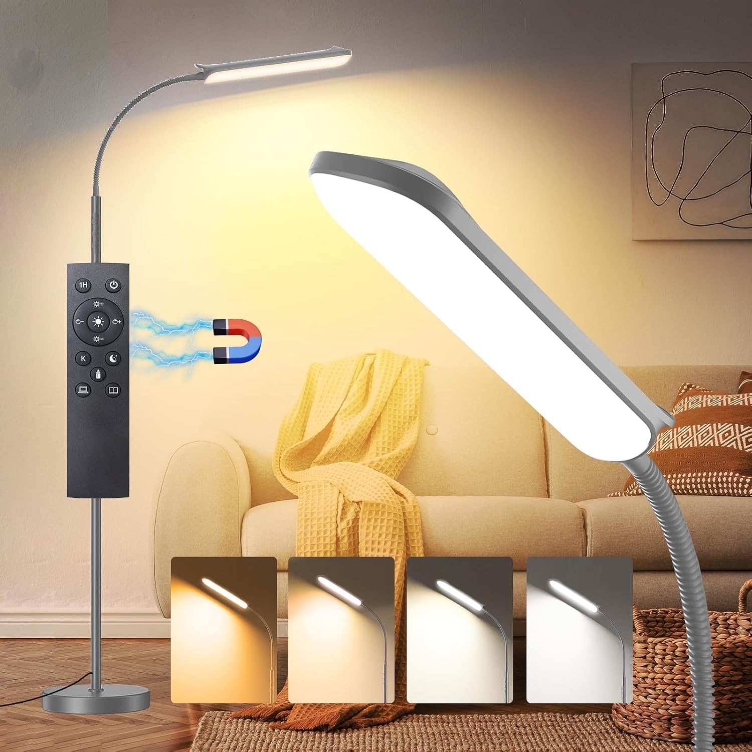 Detalle de marctronic Grau LED Stehlampe 18 W dimmbar