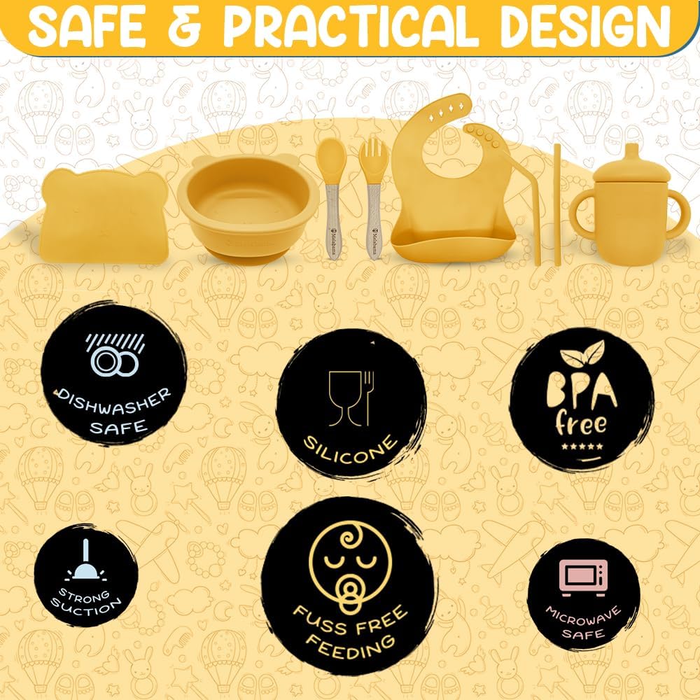 Detalle 2 de Melabama Silicone Baby Feeding Set – 10 Piece Weaning Kit (Daisy Drop)