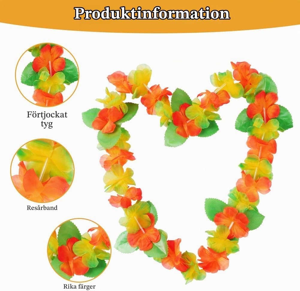 Detalle de AOMIG 4830656 hawaiianskt blomsterset, 4 delar i gult
