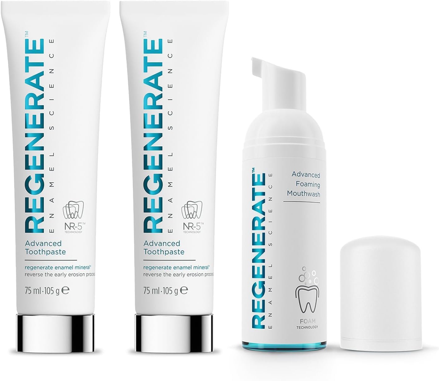 Regenerate Kit Completo Cura Dentale: 2 Dentifrici Avanzati + 1 Collutorio