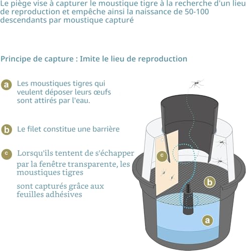 Detalle de Biogents BG-GAT Reflect-Tech : Piège extérieur anti-ponte pour moustique tigre (2 pièges + 4 fiches collantes)