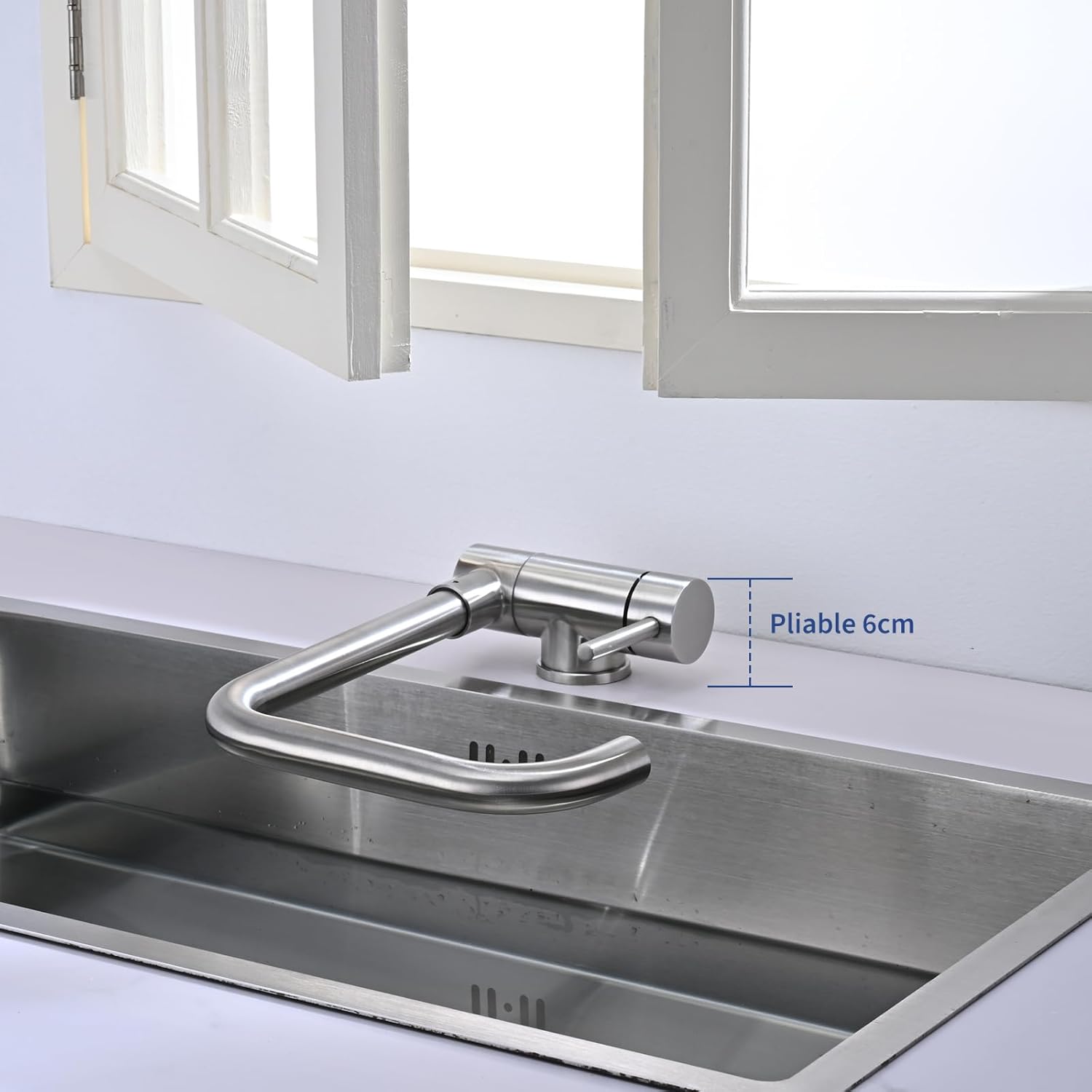 Thumbnail 1 de Mitigeur Cuisine rabattable BuntHaus avec bec pivotant 360° et acier inox 304 brossé