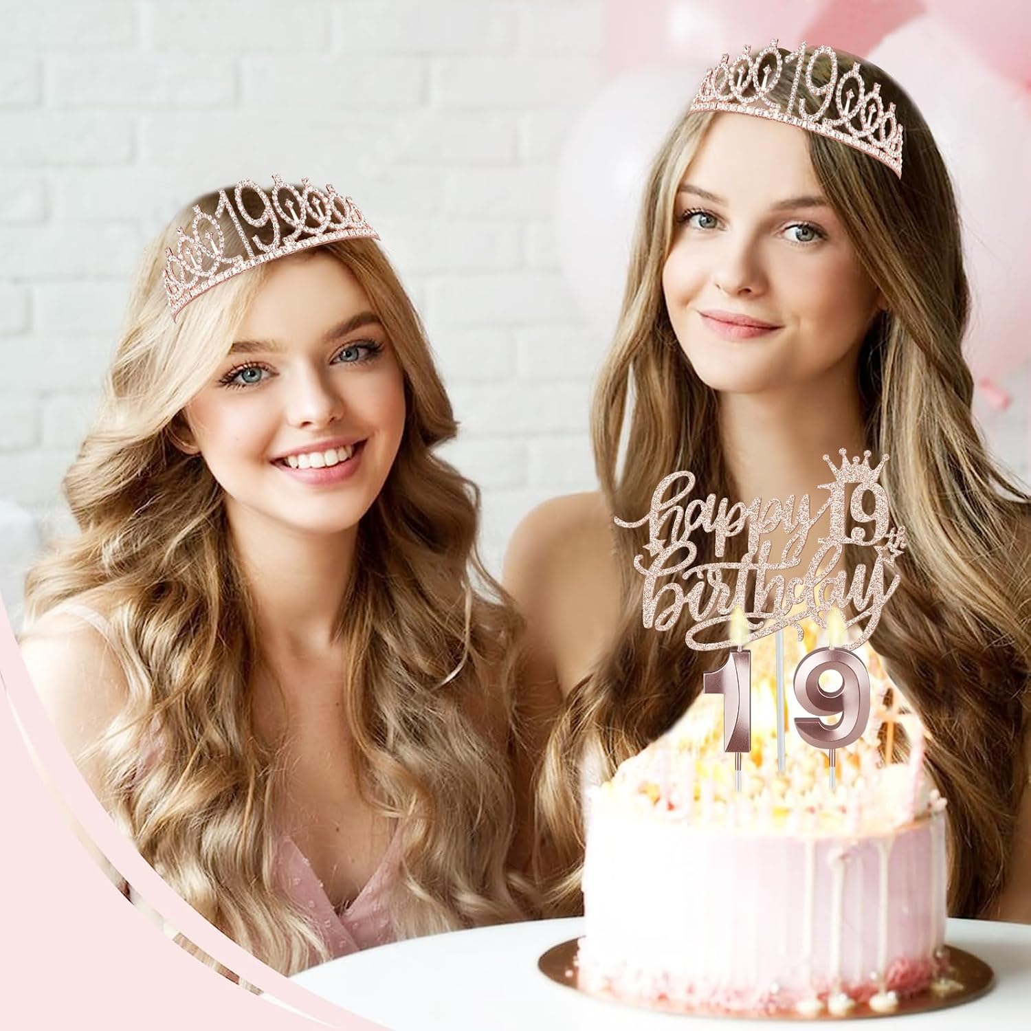 Thumbnail 6 de 19th Birthday Decorations Rose Gold Set