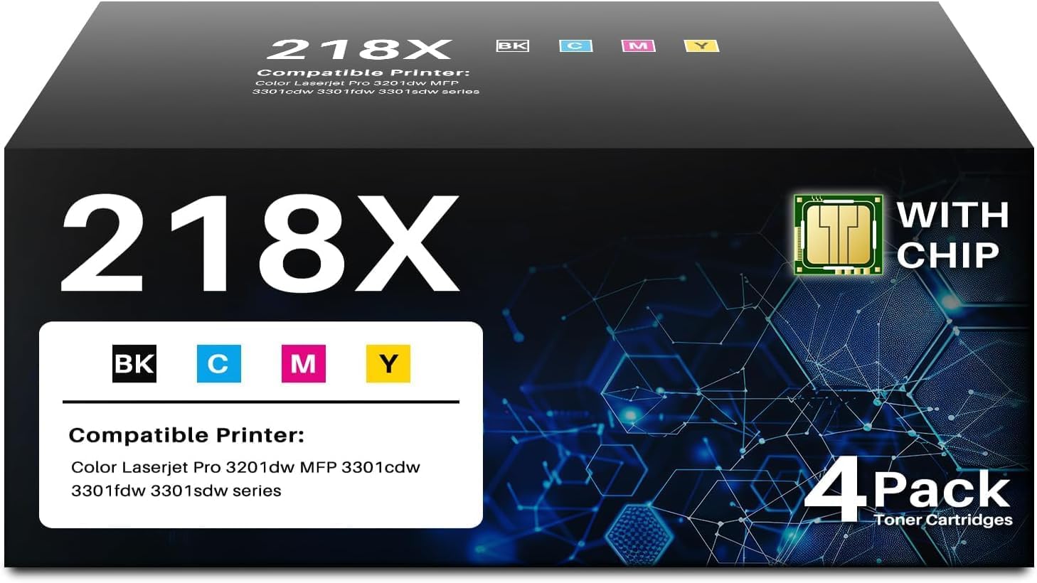 Detalle de Skydo 218X Compatible Toner Cartridge 4-Pack with Chip for HP Laser Printers