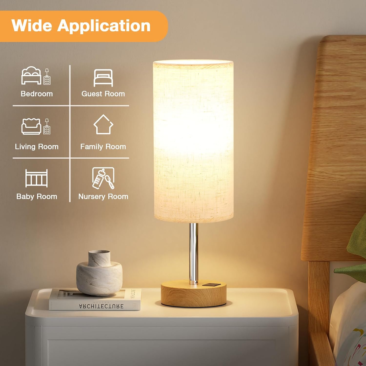 Thumbnail 2 de Aooshine Bedside Lamp USB A+C ports, dimmable