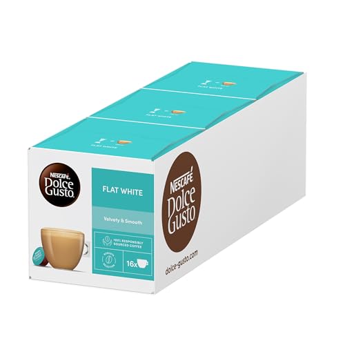 Detalle de Nescafé Dolce Gusto Flat White Coffee Pods – 16 Pods, Multipack of 3