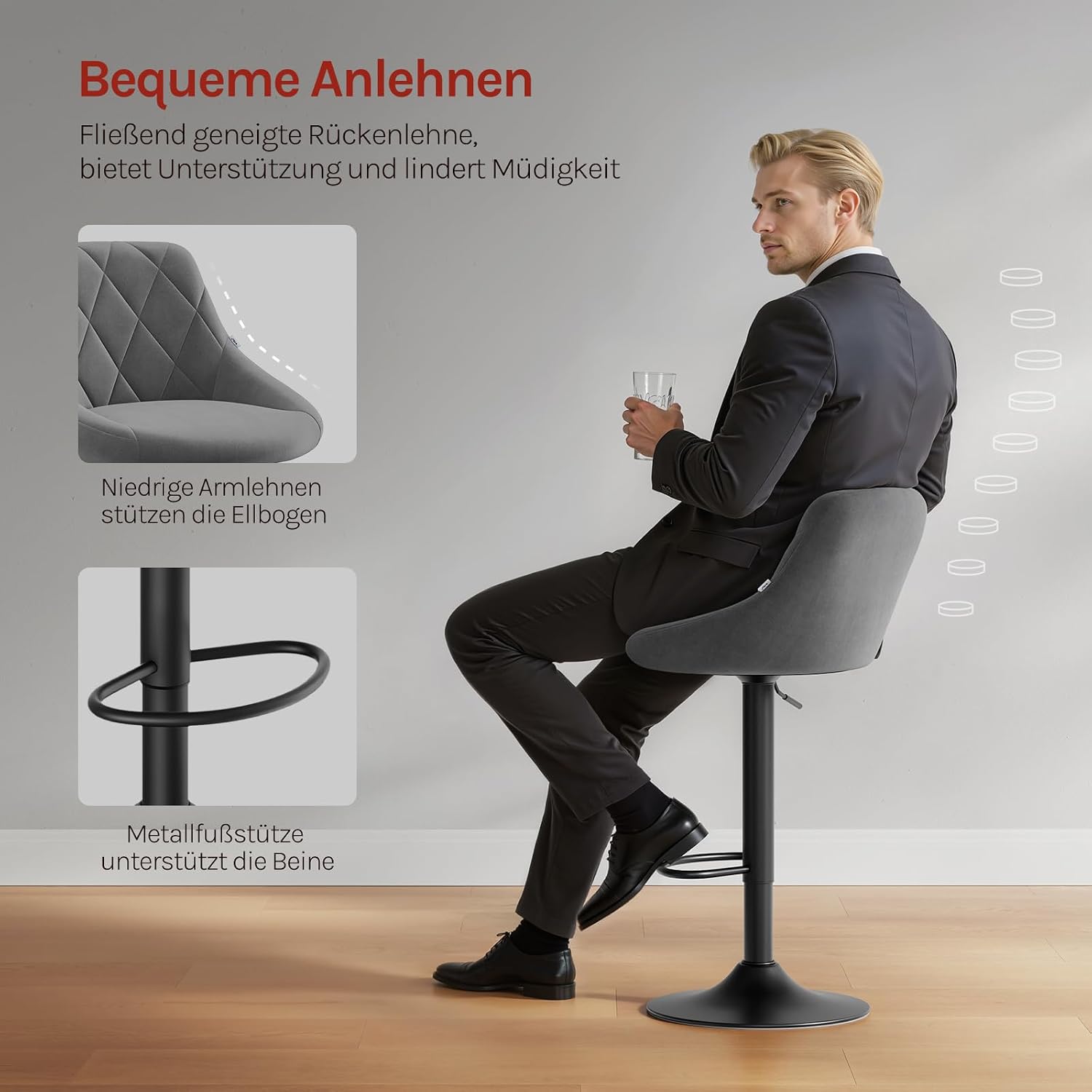 Thumbnail 5 de WOLTU Barhocker 2er Set mit Lehne