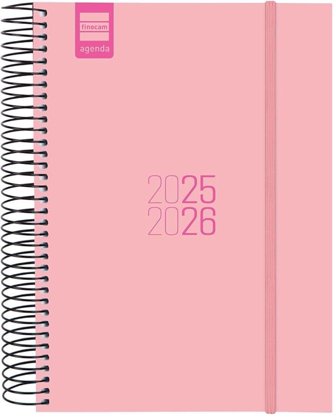 Finocam Agenda Espir Curso 2025–2026 1 día página 12 meses rosa