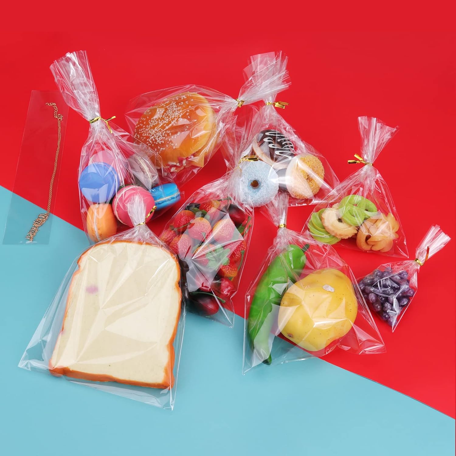 Thumbnail 2 de NEOACT Clear Cellophane Treat Bags, 6 Sizes with Twist Ties, 1.4 Mil