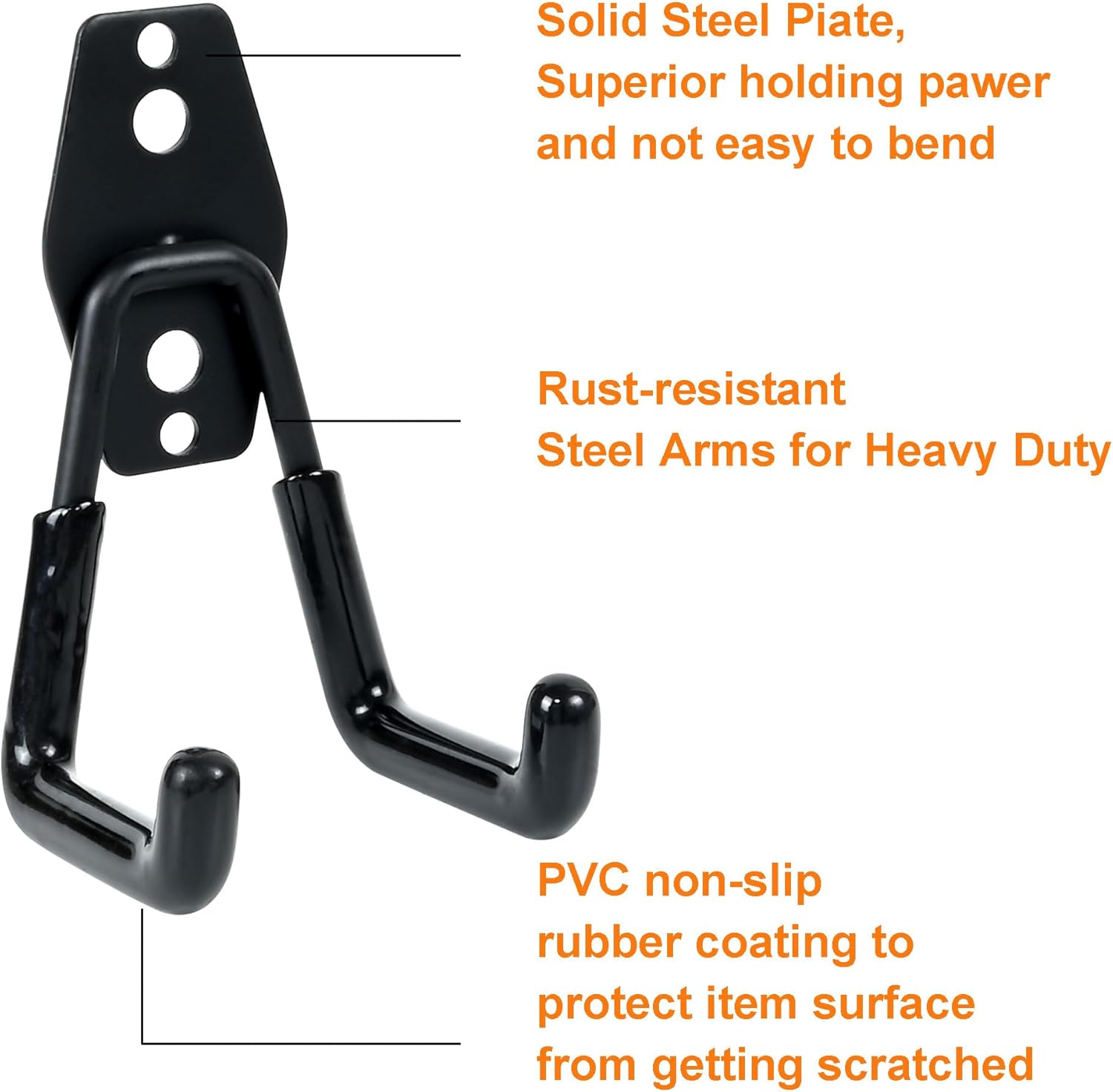 Thumbnail 3 de TECHSHARE Garage Hooks: 12-Pack Heavy-Duty Wall Hooks for Garage Organisation