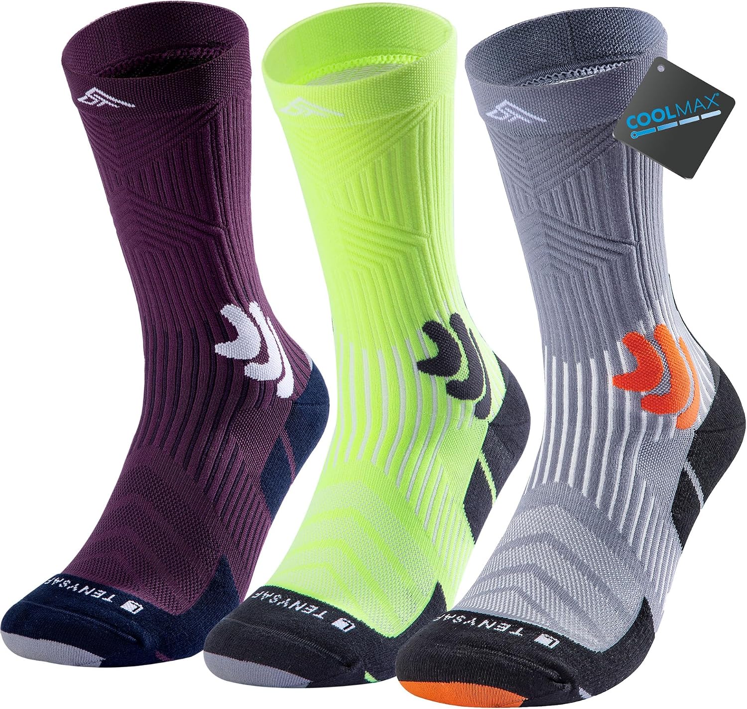 Thumbnail 6 de Lounwee Compression Running Socks for Men (Coolmax crew) with anti-blister cushioning