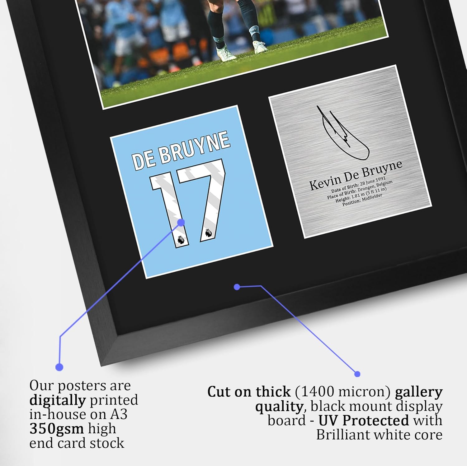 Thumbnail 3 de Kevin De Bruyne Manchester City Autographed A3 Framed Photo