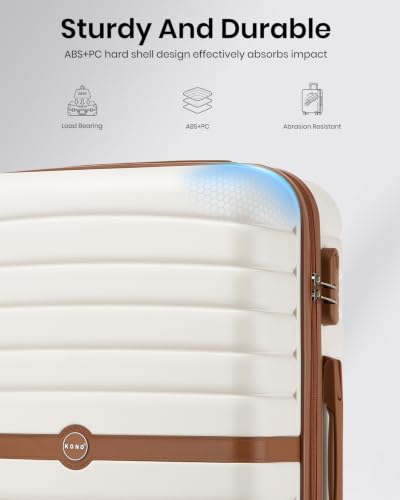 Detalle de Kono Large Hard Shell Suitcase (28-Inch) – Lightweight ABS+PC, White
