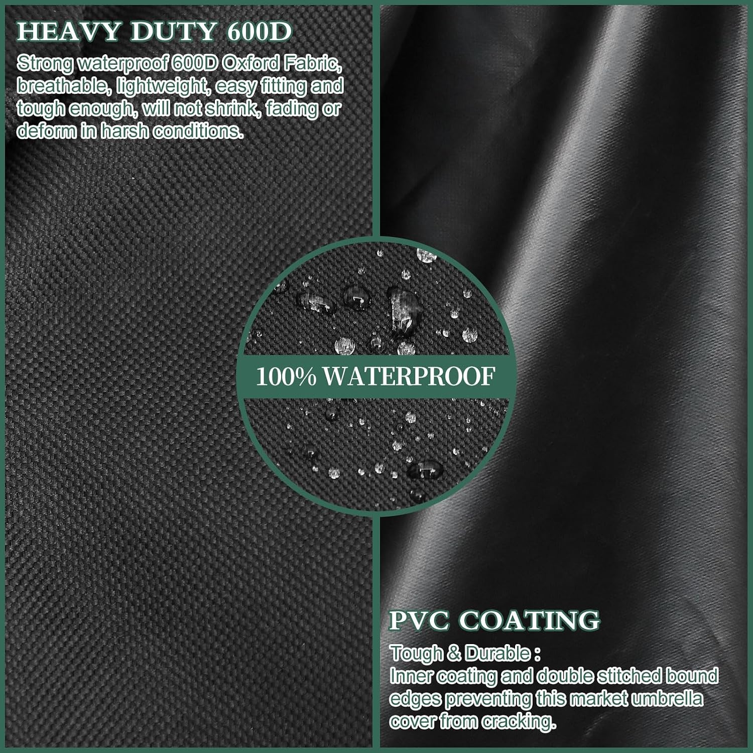 Detalle de PATIO PLUS Double Garden Waterproof Large Parasol Cover with Rod and Adjustable Ties (230x67/67cm)