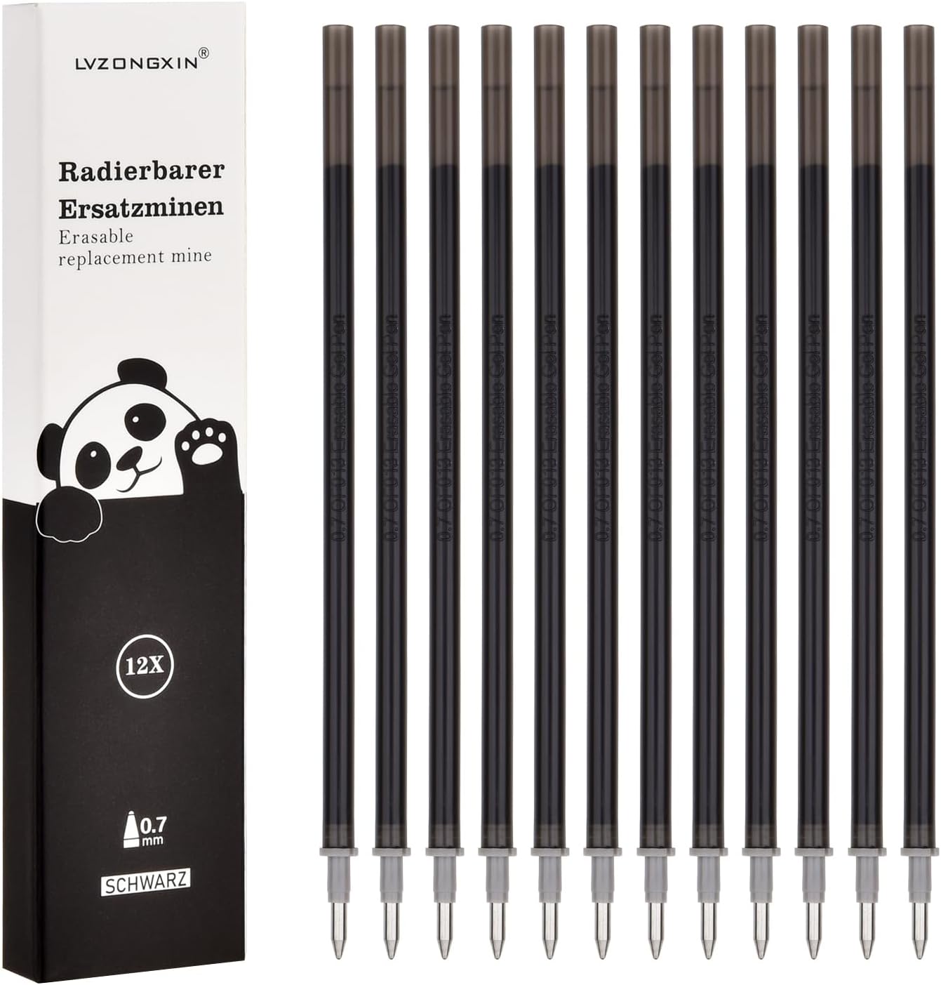 Radierbare Ersatzminen (12er-Set) kompatibel mit Legami, schwarz, Spitze 0,7 mm