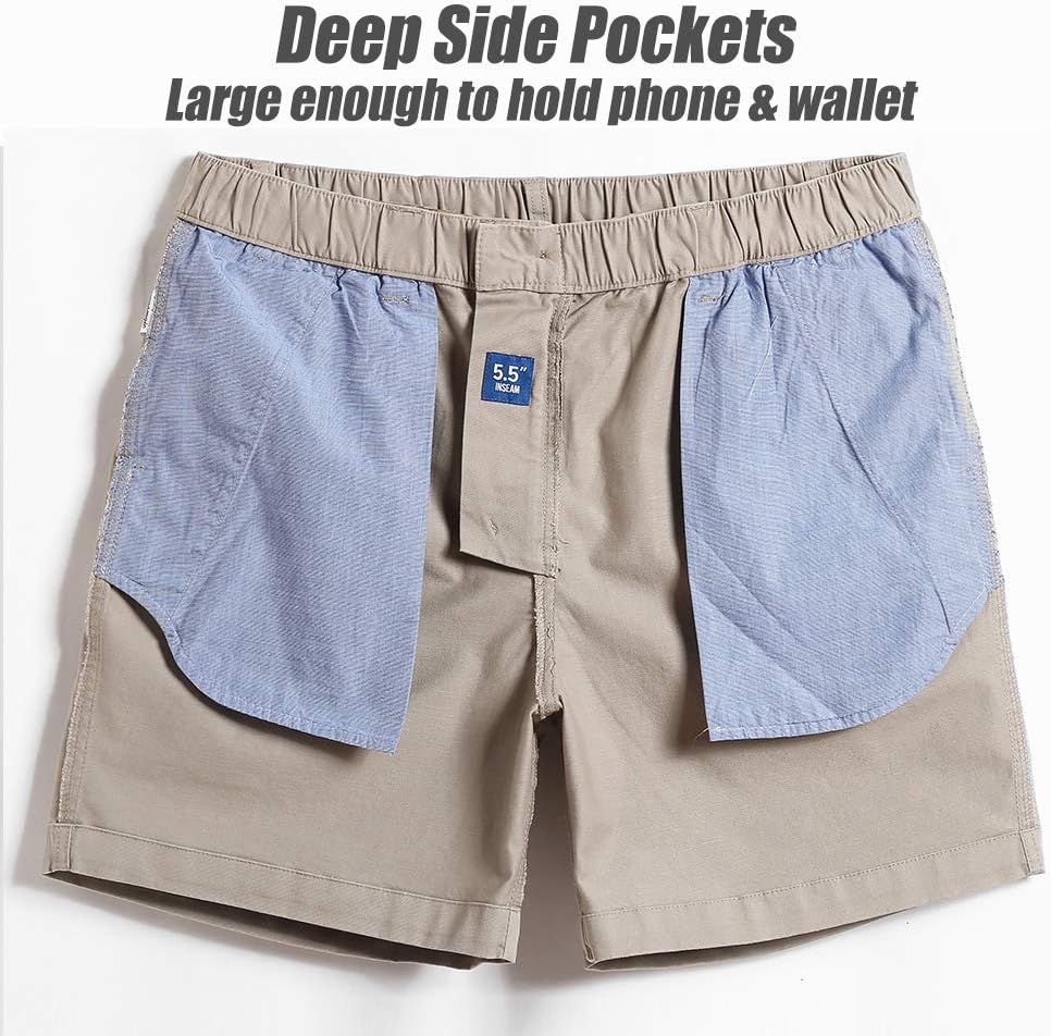 Thumbnail 4 de maamgic Men's Classic-fit 5.5" Cotton Casual Shorts with Elastic Waistband and Multi-Pocket Design