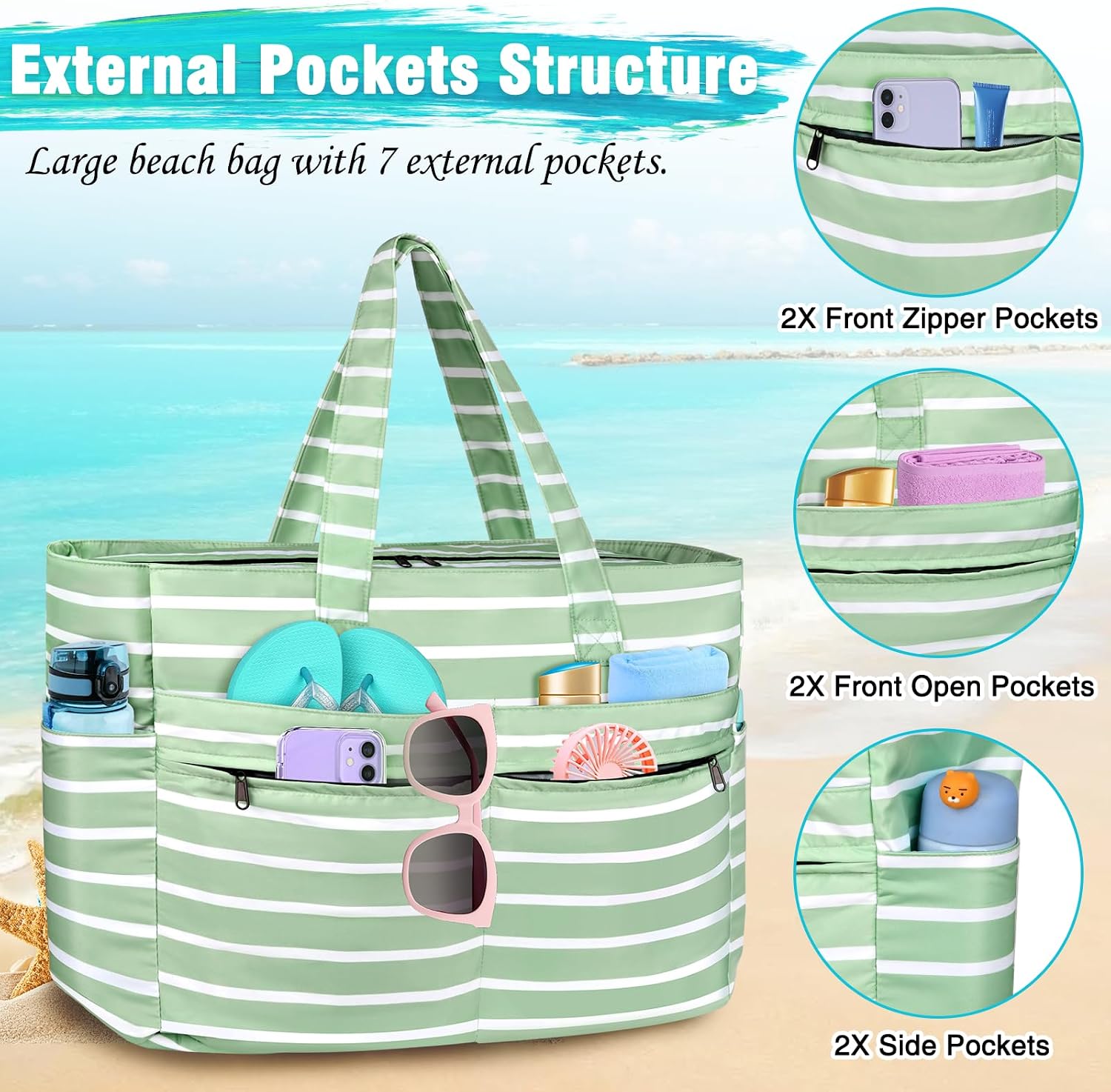 Thumbnail 6 de WACCET Borsa Mare Donna Grande: tote impermeabile XXL per vacanze in spiaggia